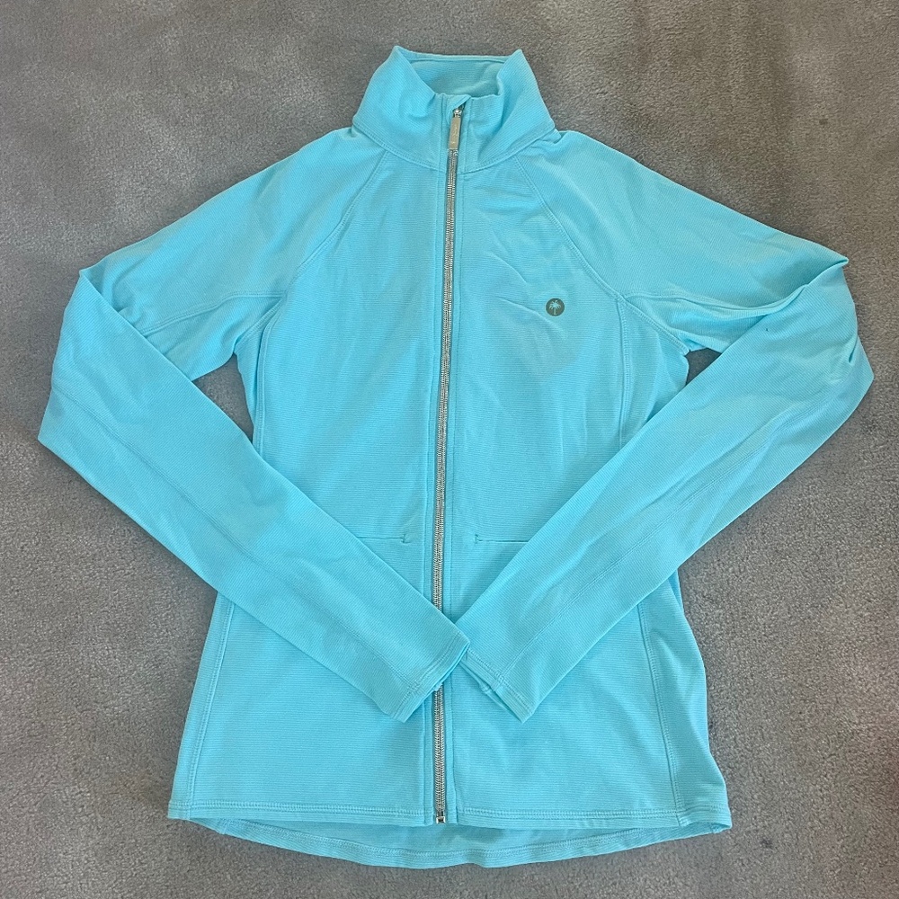 Lilly Pulitzer Luxletic Teal and white Striped Jacket